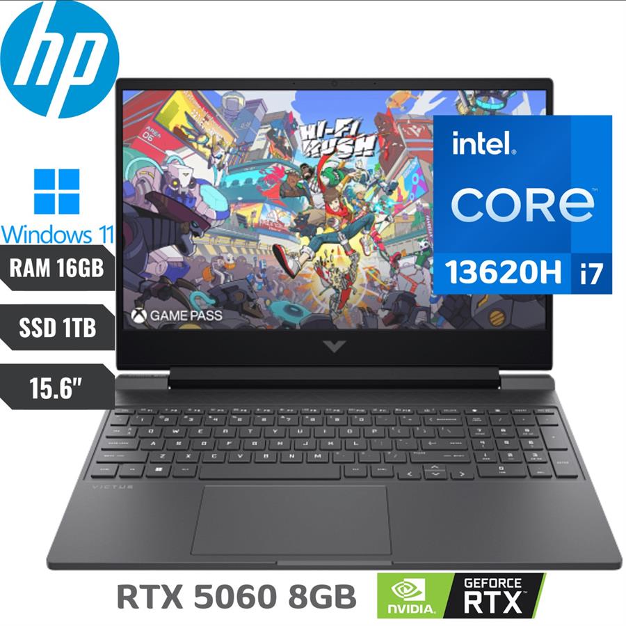 Notebook HP VICTUS 15 I7-13620H, RTX 5060, 16Gb RAM DDR5, SSD NVMe 512Gb, 15.6" 144Hz
