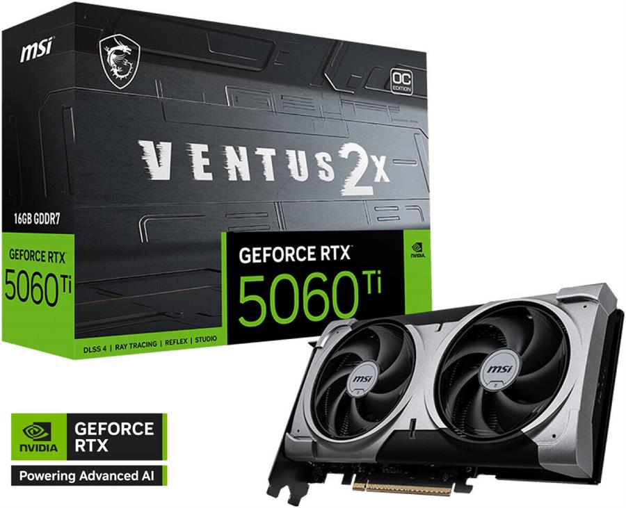 Placa MSI GEFORCE RTX 5060 TI VENTUS 2X OC PLUS 16Gb